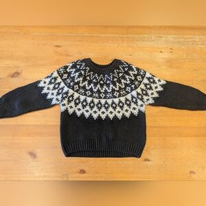 Zara Black and Cream Patterned Sweater